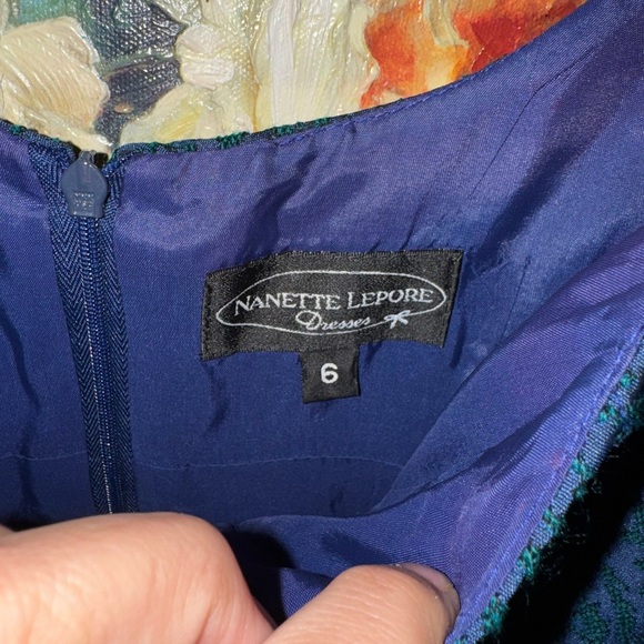 Nanette Lepore Green Blue Tapestry 90s Spaghetti Strap Mini Dress 6 Jewel Tone - Picture 4 of 9